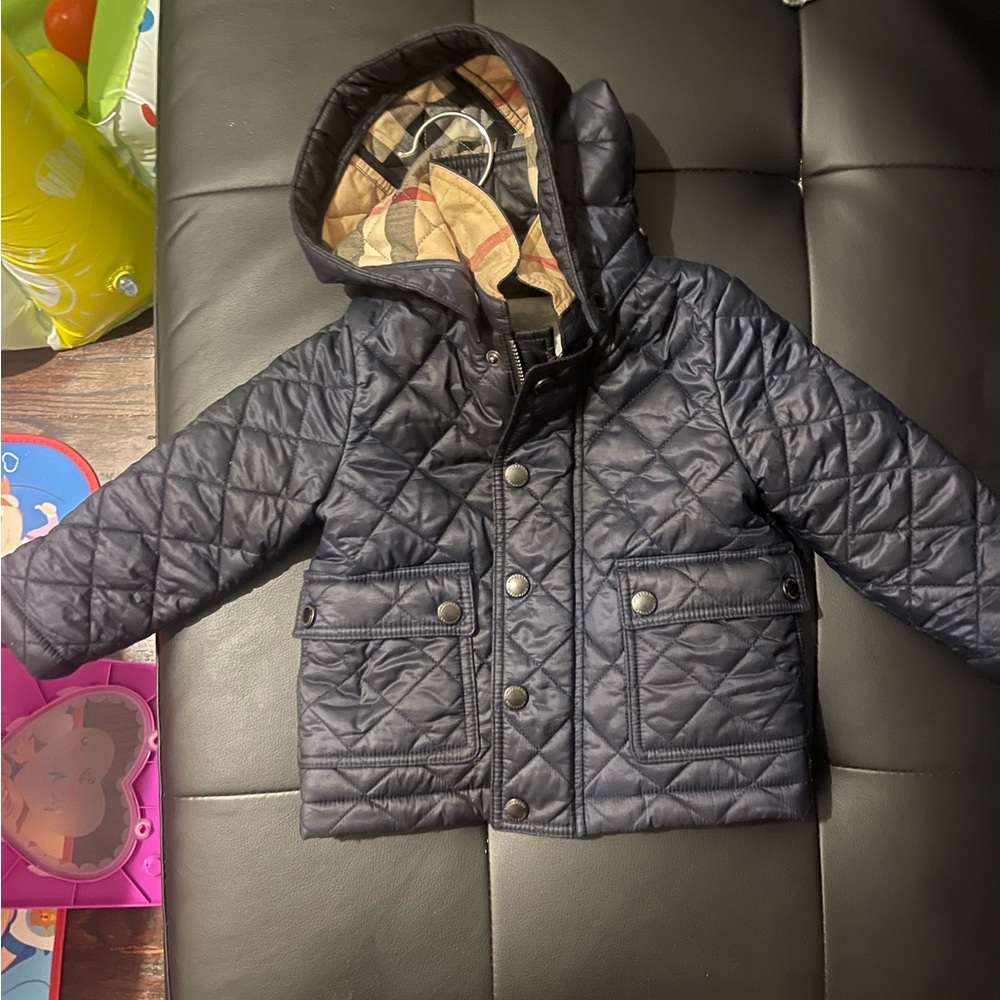 Burberry Navy Blue Quilt 6/9 Month Infant Jacket
